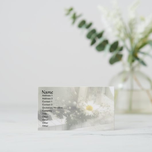 ピアノ、花、星 名刺 (スタンド正面)