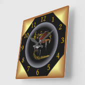 ピアノ~ Gクレフ、 音符記号~ミュージカル旋回~スポットライト~*~ スクエア壁時計 (傾斜)