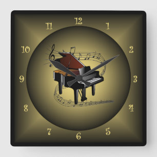 ピアノ~Musical地球の~の楽器の~Scaleの~ スクエア壁時計