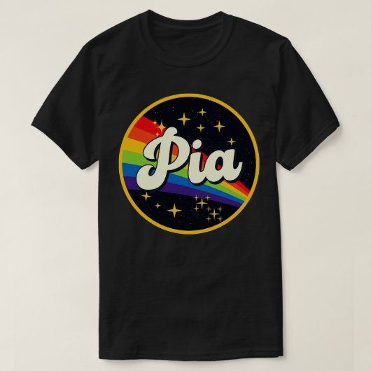 ピアレインボーイン宇宙ヴィンテージスタイル Tシャツ (デザイン正面)