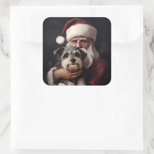 ピアワーテリアウィズサンタクロースフェスティバルクリスマス スクエアシール (バッグ)