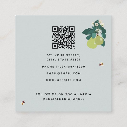 ピアーズビーズボタニカルフローラインテリアデザイナー スクエア名刺 (裏面)