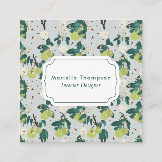 ピアーズビーズボタニカルフローラインテリアデザイナー スクエア名刺 (正面)