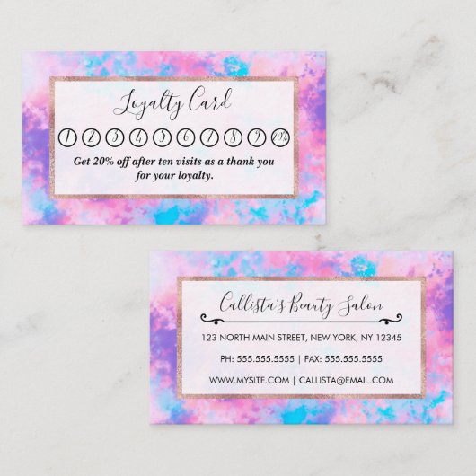 ピアートッガーリークブルー抽象芸術絵を描(ばちゃばちゃ)跳ねるアート ロイヤリティカード (正面/裏面)