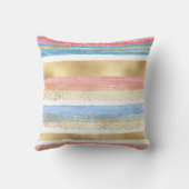 ピアートッガーリーク金ゴールドブルー抽象芸術ストライプ クッション (裏面)