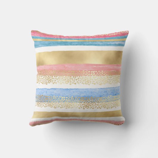 ピアートッガーリーク金ゴールドブルー抽象芸術ストライプ クッション (裏面)