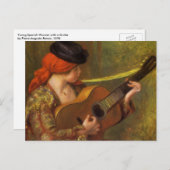 ピエスペインのール・ルノアールのギターを持つ若い女性 ポストカード (正面/裏面)