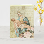 ピエタメリーおよびイエス・キリストの宗教クリスチャン カード (黄色い花)