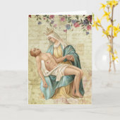 ピエタ マリアとイエス キリスト教 宗教 カード (黄色い花)