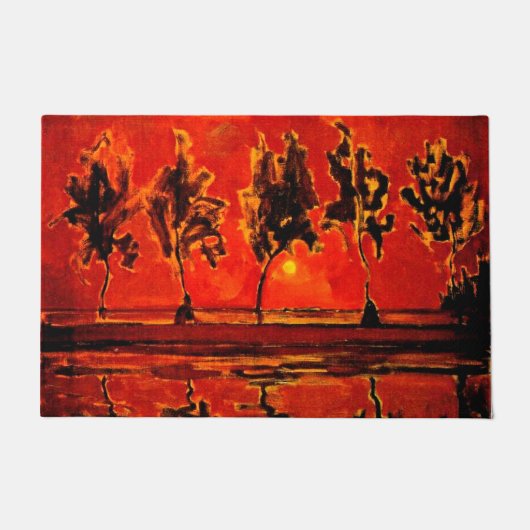 ピエットモンドリアンアートツリーズバイザガイヌアットムーンライズ ドアマット (正面)