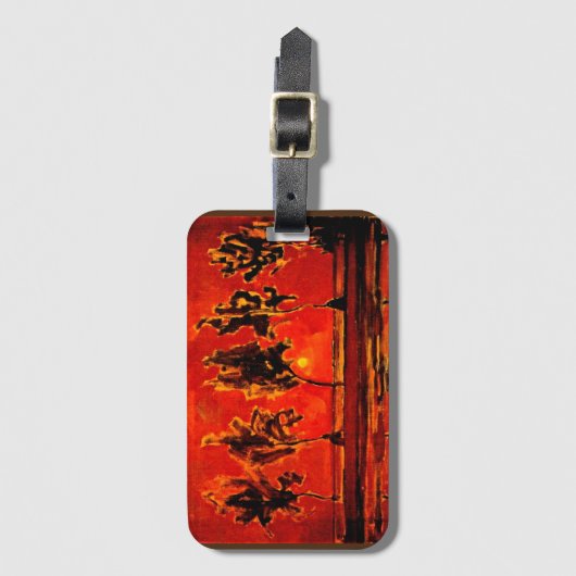 ピエットモンドリアンアートツリーズバイザガイヌアットムーンライズ ラゲッジタグ (正面縦)