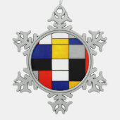 ピエットモンドリアンスタイルフォヴィズムクリスマスデコール スノーフレークピューターオーナメント (正面)