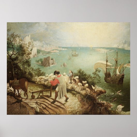 ピエテルブルーゲルランドスケープとイカロスの秋 ポスター (正面)