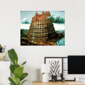 ピエテル・ブルーゲルのバベルの「小さな」塔 ポスター (ホームオフィス)