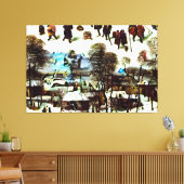 ピエテル・ブルーゲル長老、雪の中のハンター キャンバスプリント (インサイチュ (リビング))