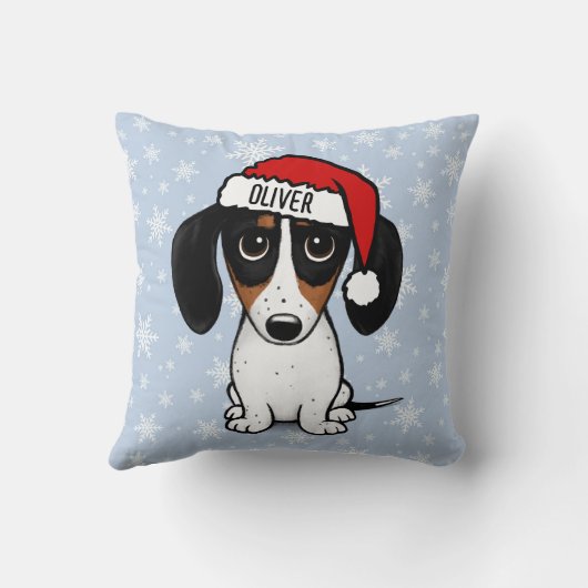 ピエバルダシュンドクリスマス名前をカスタムするかわいい犬 クッション (裏面)
