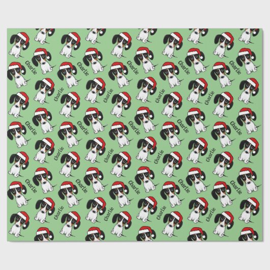 ピエバルダシュンドクリスマス名前をカスタムするかわいい犬 ラッピングペーパー (フラット)