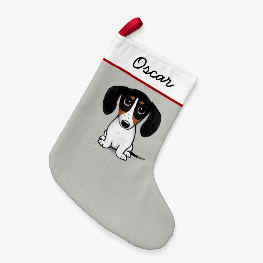 ピエボルド・ダックスフント・アドルパーソナライズされた・ドッグ スモールクリスマスストッキング (正面 (吊り時))