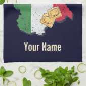 ピエモントイタリアレトロリージョンマップヴィンテージパスタ キッチンタオル (折り畳み)