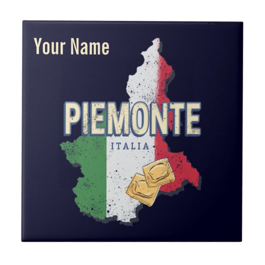 ピエモントイタリアレトロリージョンマップヴィンテージパスタ タイル (正面)