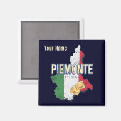 ピエモントイタリアレトロリージョンマップヴィンテージパスタ マグネット (正面/裏面)