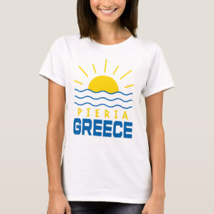 ピエリアギリシャの太陽の光と海の波の女性の Tシャツ