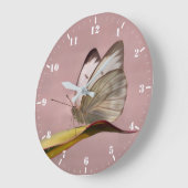 ピエリスの庭の白い蝶 ラージ壁時計 (傾斜)