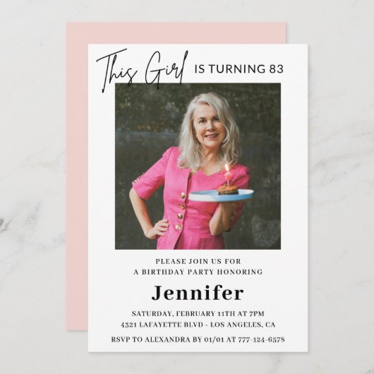 ピエレガントッおもしろいク写真83歳 招待状 (正面/裏面)