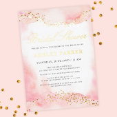 ピエレガントッかわいらしクウォーター色ブライダルシャワー金ゴールド 箔招待状
