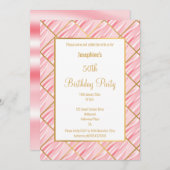 ピエレガントッかわいらしクサテン金ゴールド誕生日招待状 招待状 (正面/裏面)