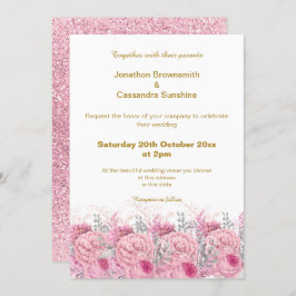 ピエレガントッかわいらしクフローラ結婚グリッター 招待状