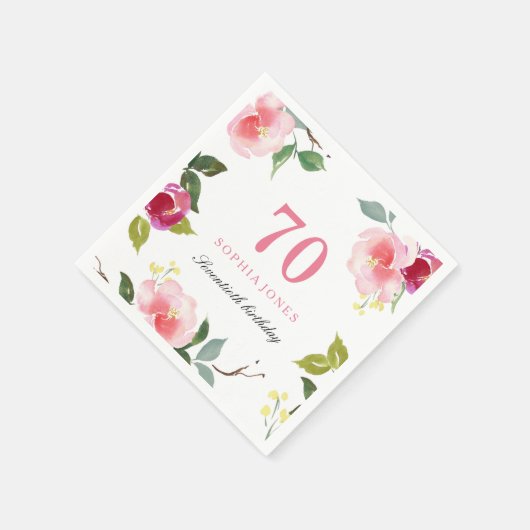 ピエレガントッかわいらしクフローラ70th誕生日パーティー スタンダードカクテルナプキン (角)