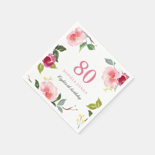 ピエレガントッかわいらしクフローラ80th誕生日パーティー スタンダードカクテルナプキン (角)