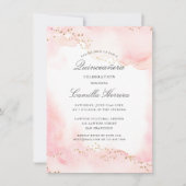 ピエレガントッかわいらしク金ゴールドキンセアニラ誕生日 招待状 (正面)