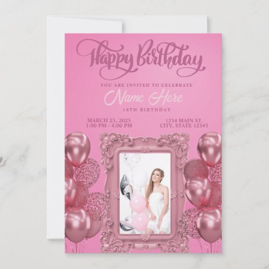 ピエレガントッカスタムク誕生日 招待状 (正面)