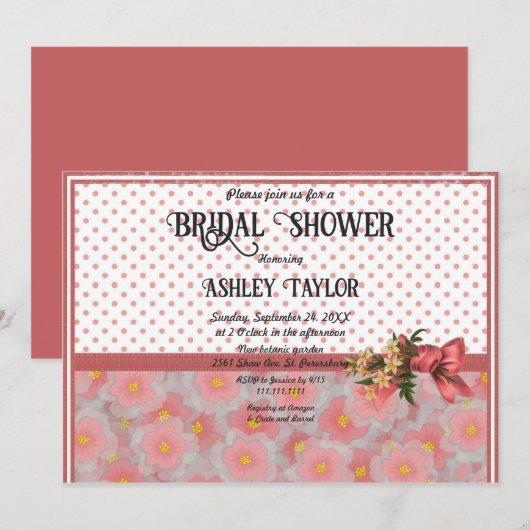 ピエレガントッスタイリッシュクフォーマルフローラブライダルシャワー 招待状 (正面/裏面)