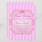 ピエレガントッストライプのクスウィート16誕生日招待状 招待状 (正面/裏面)