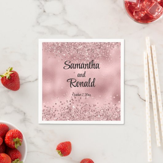 ピエレガントッフェイククグリッターとホイル結婚ス スタンダードカクテルナプキン (インサイチュ)