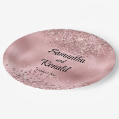 ピエレガントッフェイククグリッターとホイル結婚ス ペーパープレート (アングル)