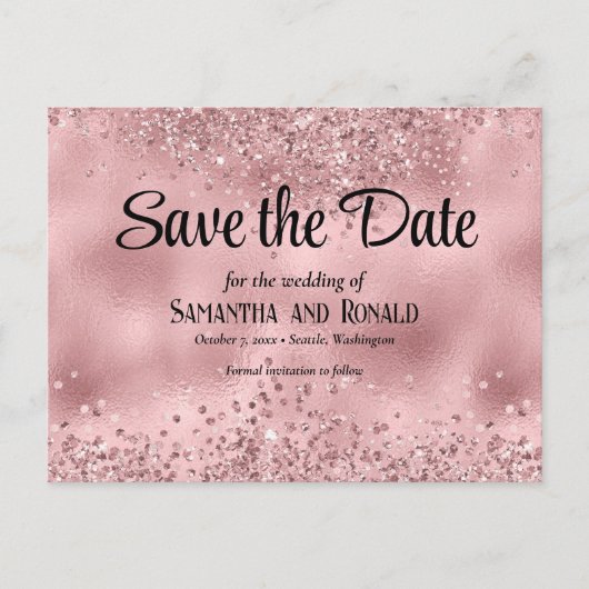 ピエレガントッフェイククグリッターとホイル結婚ス 案内ポストカード (正面)
