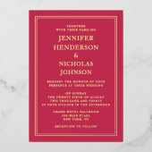 ピエレガントッフォーマルク結婚の金ゴールド 箔招待状 (正面)