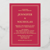 ピエレガントッフォーマルク結婚の金ゴールド 箔招待状 (正面)