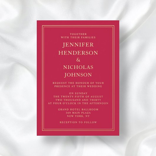 ピエレガントッフォーマルク結婚の金ゴールド 箔招待状