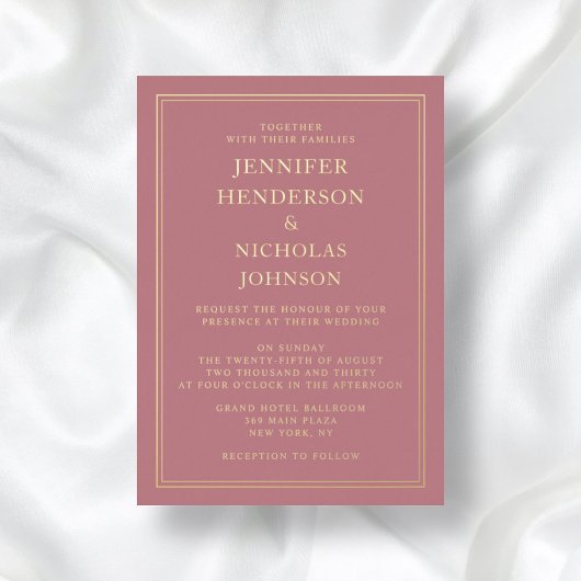 ピエレガントッフォーマルク結婚の金ゴールド 箔招待状