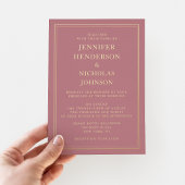 ピエレガントッフォーマルク結婚の金ゴールド 箔招待状