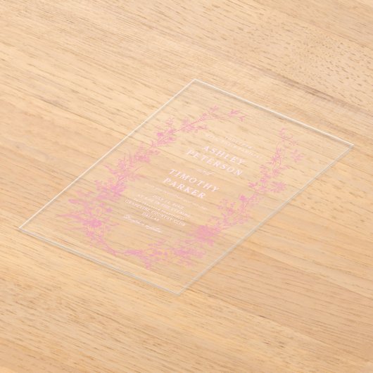 ピエレガントッフランスのクフローラ結婚ズ アクリル招待状 (レイダウン)