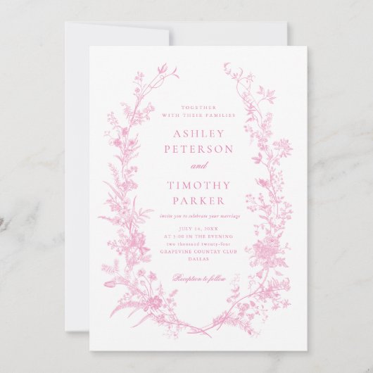 ピエレガントッフランスのクフローラ結婚ズ 招待状 (正面)