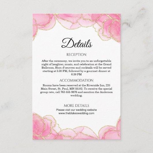 ピエレガントッモダンクと金ゴールド結婚の詳細 エンクロージャーカード (正面)