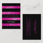 ピエレガントッモダンクグリッターとブラックストライプ 名刺 (正面/裏面)