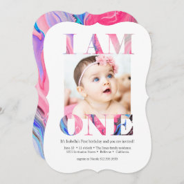 ピエレガントッモダンク写真1歳の誕生日 招待状